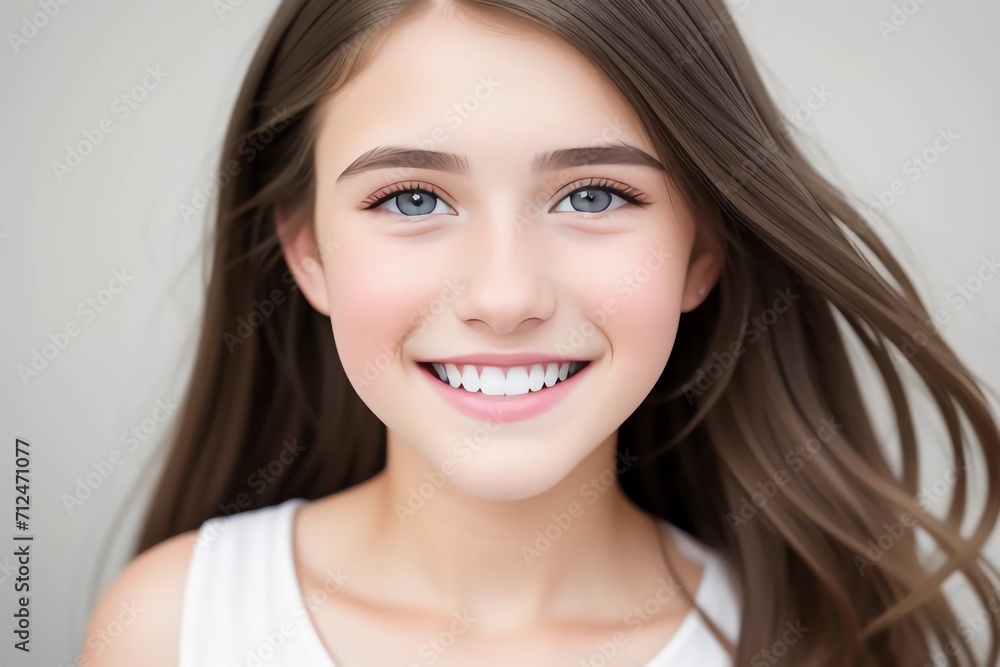 Teenager Girl Portrait a smiling beautiful young woman female with beautiful face skin hair. Generated AI Teenager Girl Portrait a smiling beautiful young woman female with beautiful face skin hair. Generated AI