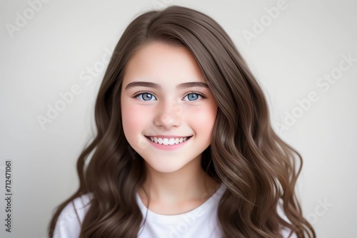 Young Teen Girl beautiful face beautiful hair beautiful eyes and clean skin, human, person, people. Generated AI