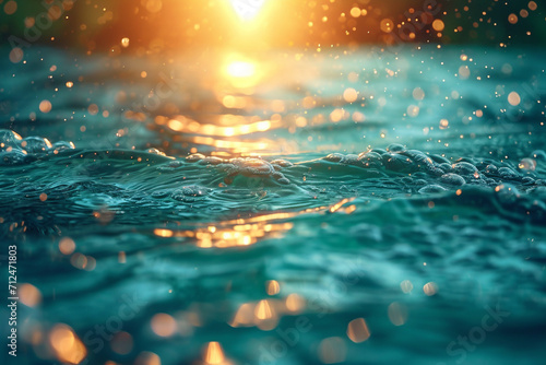 A subtle bokeh with a blend of teal and seafoam green, creating the effect of sunlight filtering through ocean water photo