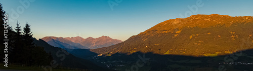 Beautiful alpine sunrise view at Jerzens  Pitztal valley  Imst  Tyrol  Austria