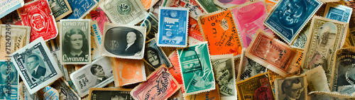 A colorful collection of postage stamps, representing a world of connections and transactions through text and currency, evoke a sense of financial security and the importance of money handling