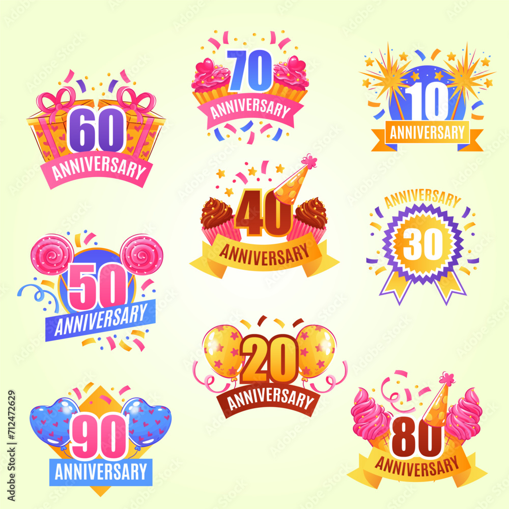 anniversary numbers festive set company colorful bright box