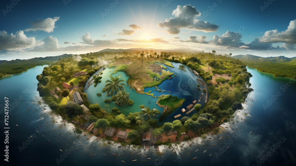 Fototapeta premium World environment and earth day concept with globe, nature and eco friendly environment.
