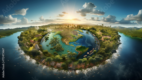 World environment and earth day concept with globe, nature and eco friendly environment. © JubkaJoy