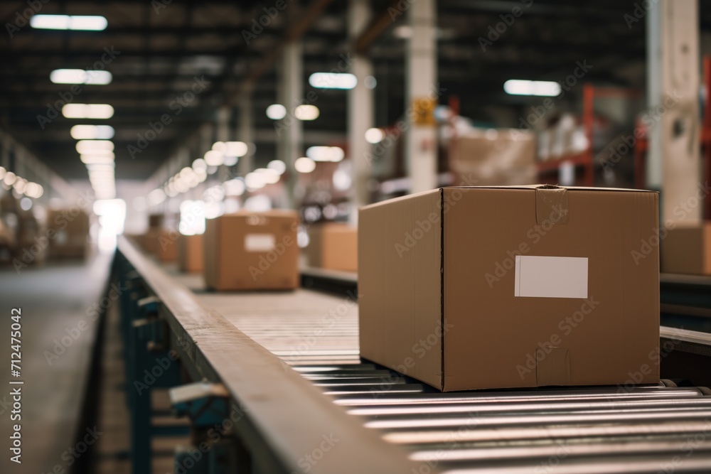 Warehouse Logistics: Cardboard Parcels on Conveyor Belt. Warehouse Logistics: Cardboard Parcels on Conveyor Belt.