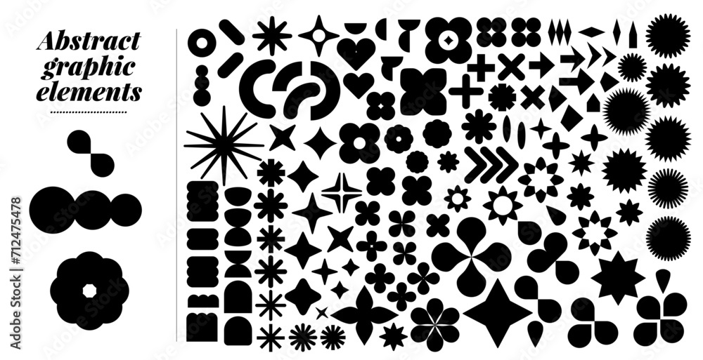 Gran colección de formas variadas. Recursos graficos para pegatinas de venta o descuento, iconos, insignias. Formas abstractas variadas vectorizadas, circulares, alargadas de estralles