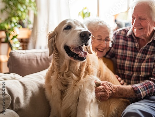 Pet Therapy Delight Joyful Senior and Furry Companion