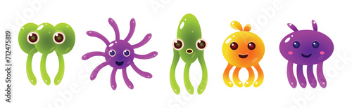 Funny Sea Animals and Underwater Creature Vector Set