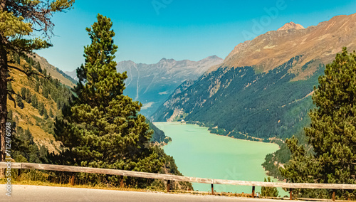 Alpine summer view with the famous Gepatsch reservoir, Kaunertal Glacier Road, Landeck, Tyrol, Austria