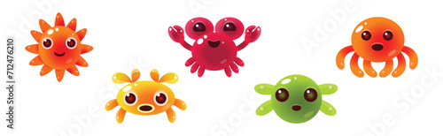 Funny Sea Animals and Underwater Creature Vector Set