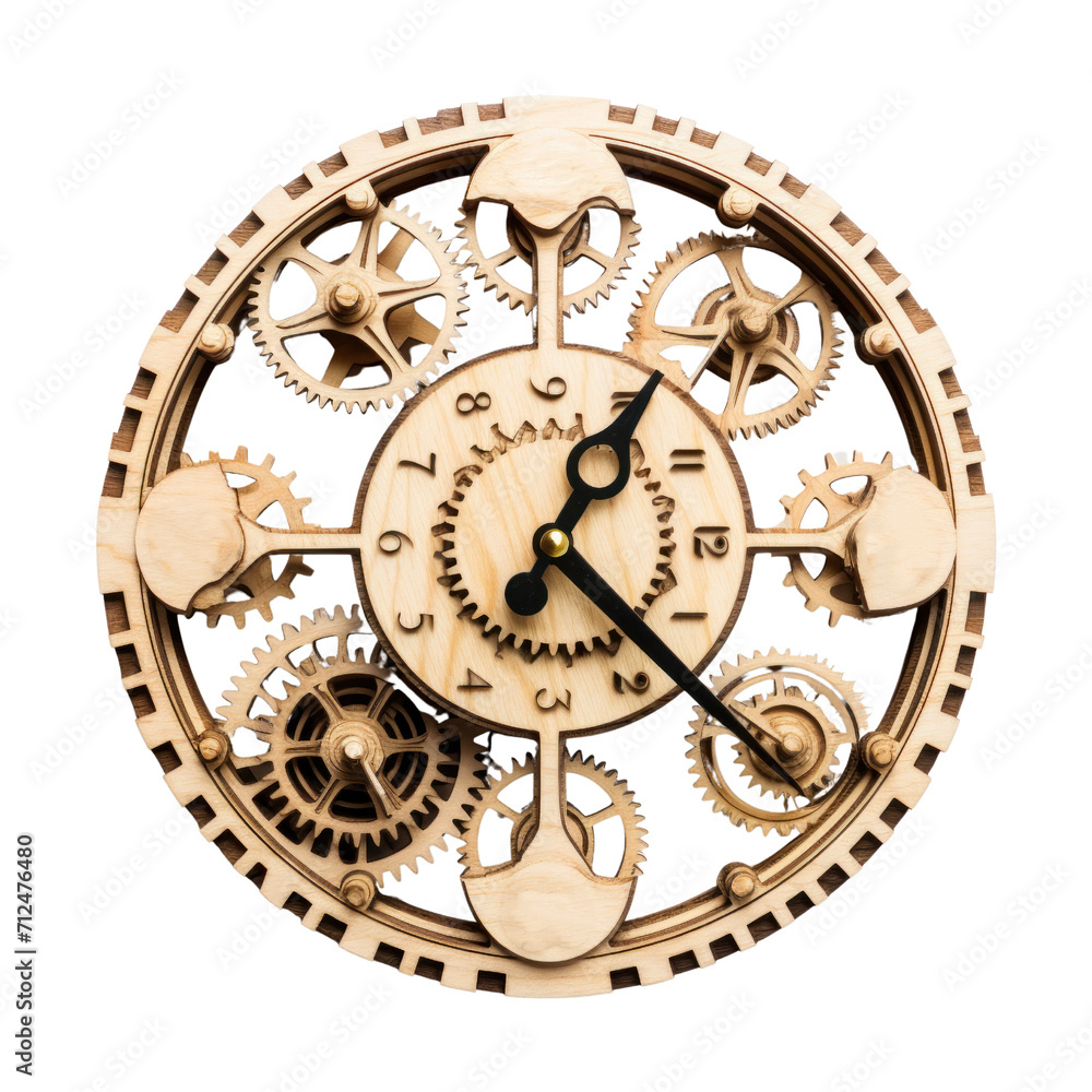 Detail of antique wall clock on transparent background Detail of antique wall clock on transparent background