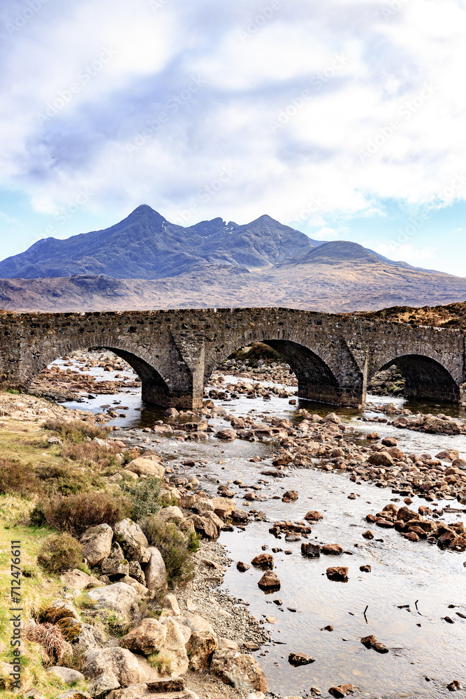 Ancient Stone Bridge Amidst the Majestic Beauty of Sligachan, Isle of Skye
