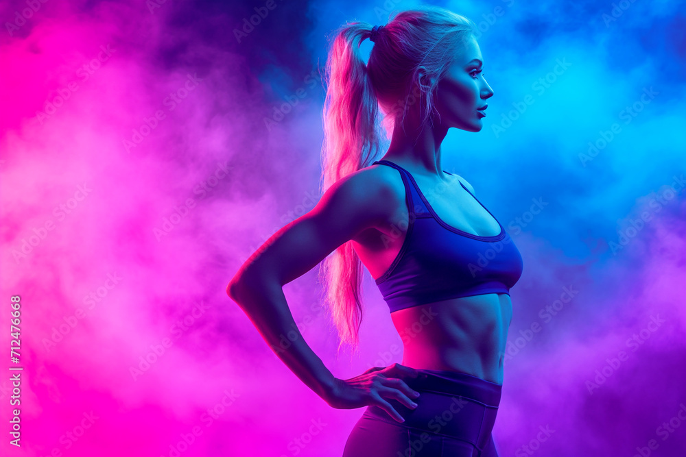 Sexy fit blonde woman. A confident and athletic woman in workout attire Sexy fit blonde woman. A confident and athletic woman in workout attire