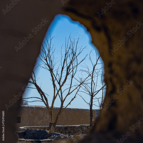 Yongtai Ancient Town, Baiyin City, Gansu Province - Residential buildings under the blue sky photo