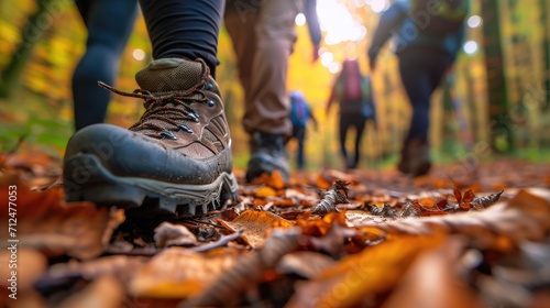 close-up  shoes  tourists  trekking  forest trail  autumn  interaction  footwear  fallen leaves  soft lighting  natural  hiking  outdoor  adventure  seasonal  walking  nature  travel  autumnal  boots 