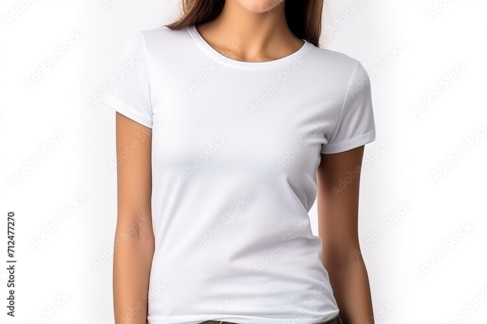 Woman in White Tshirt Mockup created with Generative AI Woman in White Tshirt Mockup created with Generative AI