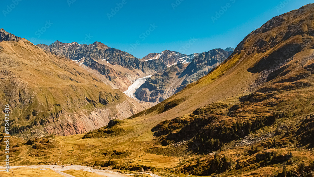 Obraz premium Alpine summer view at the famous Kaunertal Glacier Road, Landeck, Tyrol, Austria