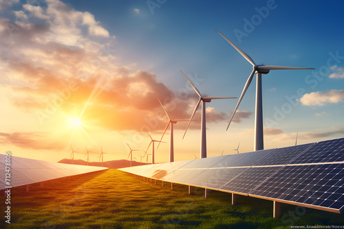 wind turbine at sunset