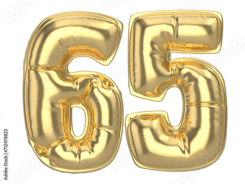 65 Gold 3D Number