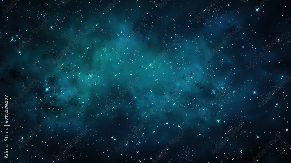 Fototapeta premium Cosmos Space Filled with Countless Stars. Blue Green Colors, Celestial, Universe, Astronomy 