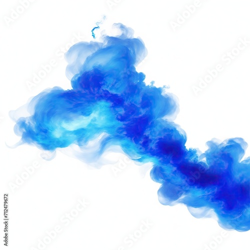 Blue fire flame smoke cloud texture isolated on white background