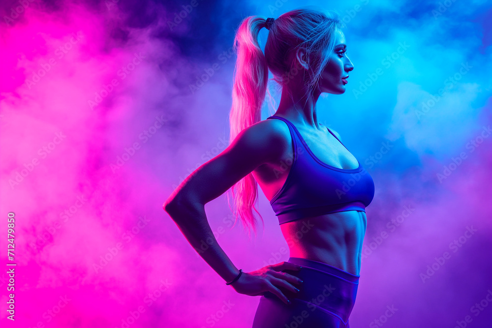 Sexy fit blonde woman. A confident and athletic woman in workout attire Sexy fit blonde woman. A confident and athletic woman in workout attire