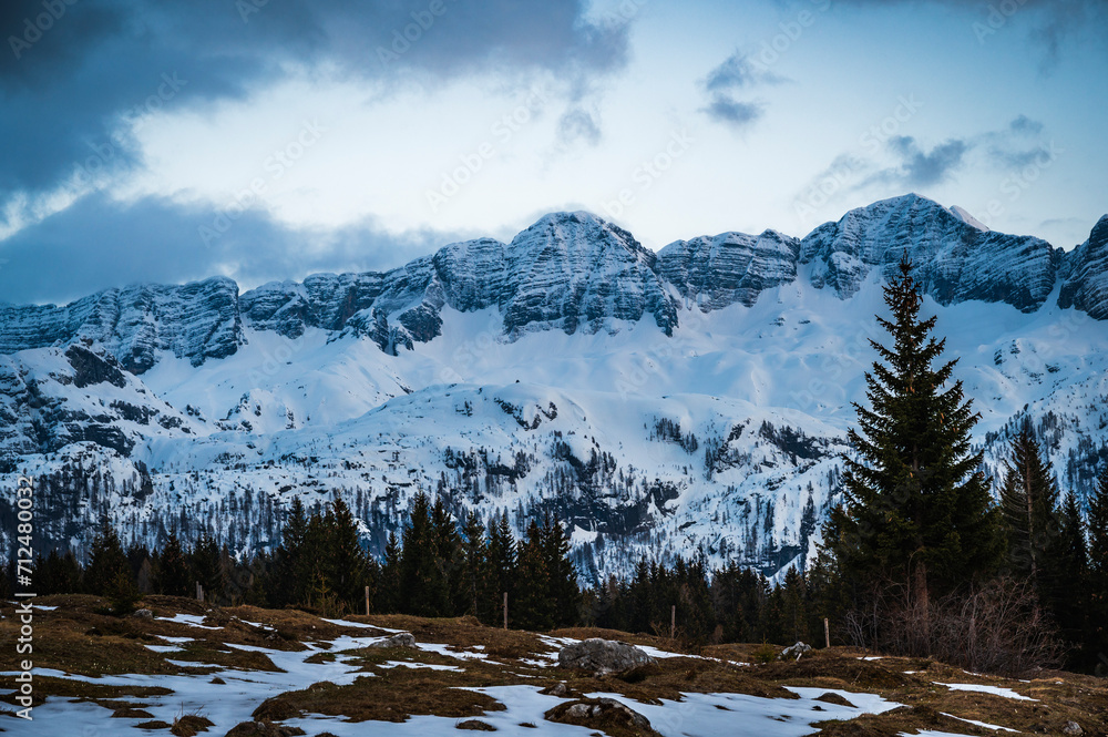 Snow on Mount Canin and Montasio. Spring snow Snow on Mount Canin and Montasio. Spring snow