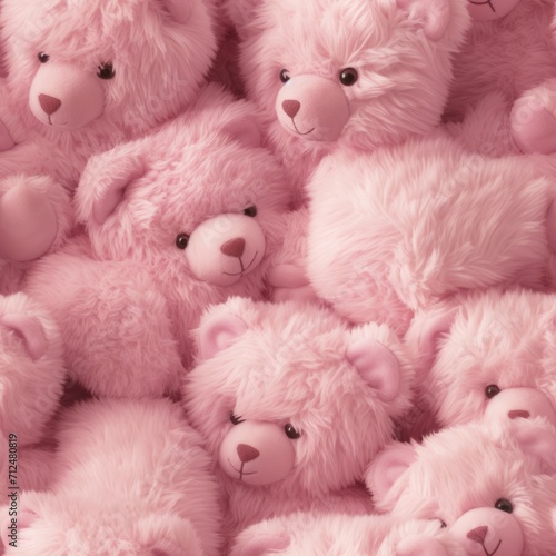 Teddy bear cute plush Seamless Pattern. Fluffy, fur bear tile in pastel colors. Illustration with tedy bears, animal background for textile, fabric, wrapping paper. © Oksana Smyshliaeva
