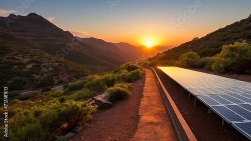 Solar panels on the hills photo