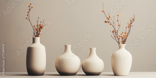 Modern ceramic vases with a minimalist antique design, suitable for interior decor. Perfect for fashion, fabric, wallpaper, and all types of prints.