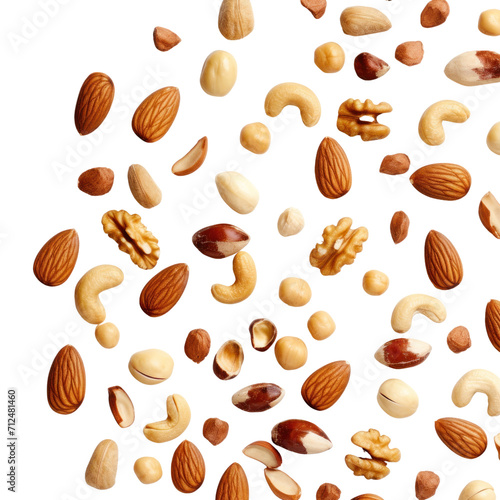 Peanuts and nuts isolated on transparent background