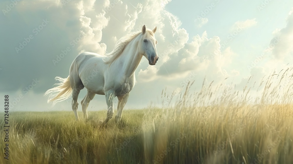 Wild horse running in a field Wild horse running in a field