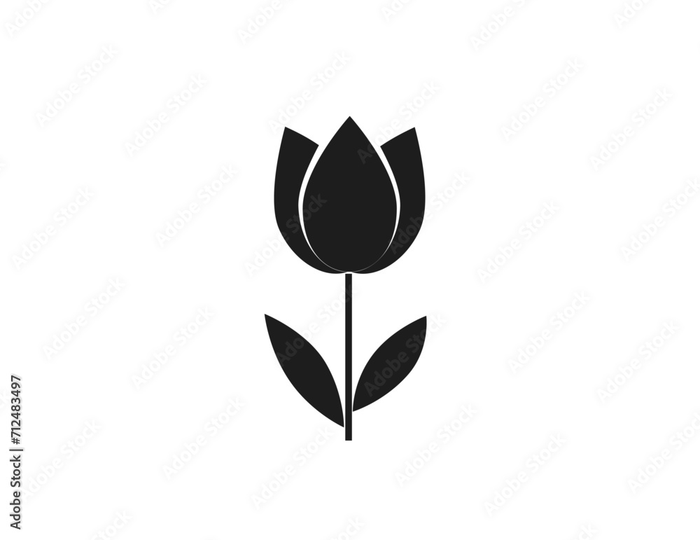 Black Tulip vector icon. Nature. Black Tulip vector icon. Nature.