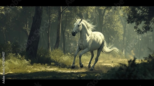 Wild horse running in a field