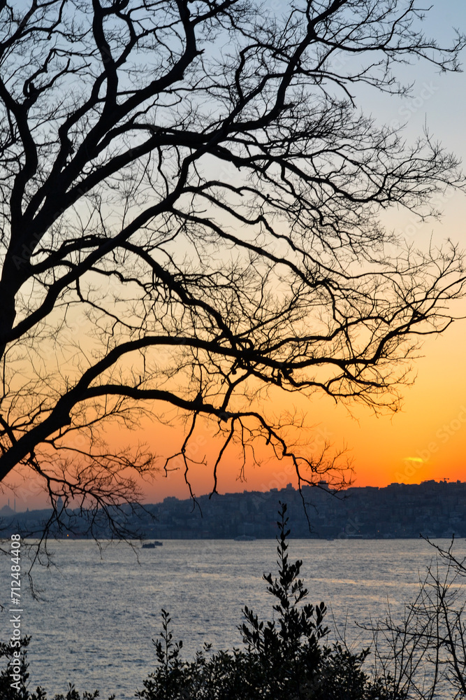 sunset on the bosphorus, istanbul sunset on the bosphorus, istanbul