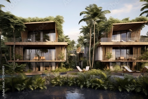 Artists Rendering of a Luxurious Tropical Resort With Stunning Ocean Views © Andrii