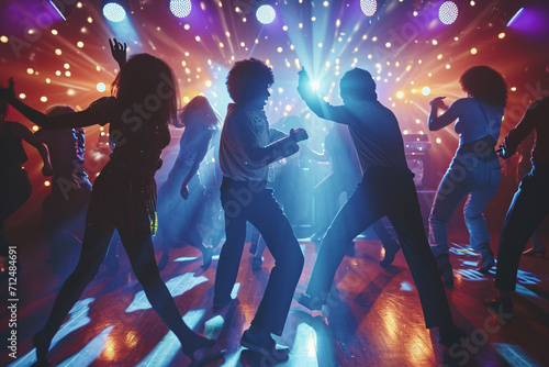 70s style photo of people dancing in a disco, 70s nightlife nostalgia 