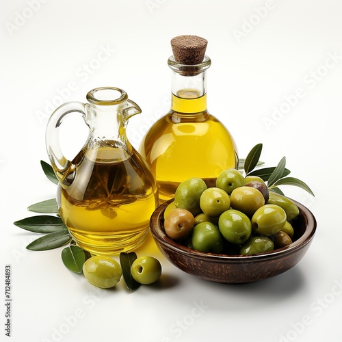 Extra Virgin Olive Oil and Olives Still Life Composition