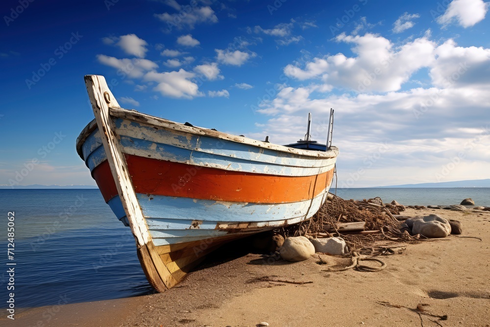 Boat Resting on Sandy Beach Boat Resting on Sandy Beach