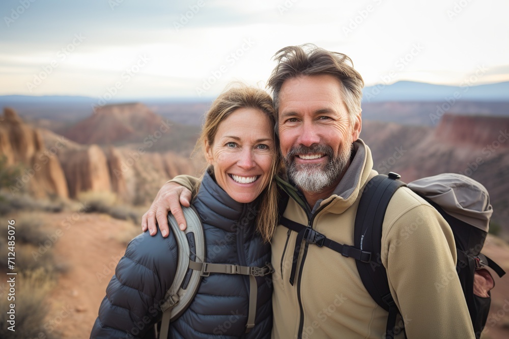 Happy Couple Smiling in Majestic Mountain Landscape
