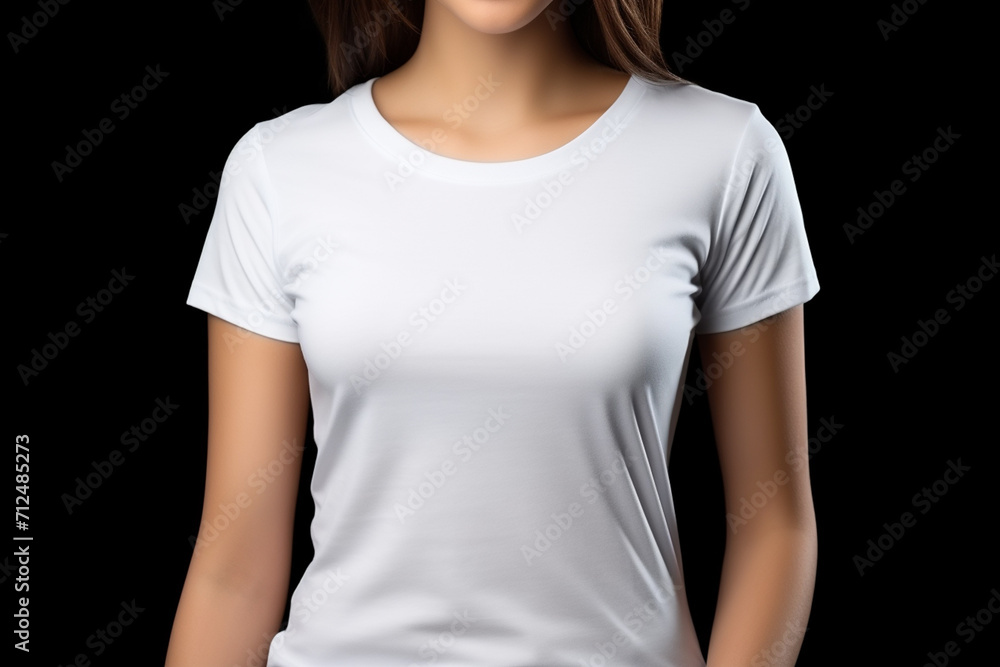 Woman in White Tshirt Mockup created with Generative AI Woman in White Tshirt Mockup created with Generative AI