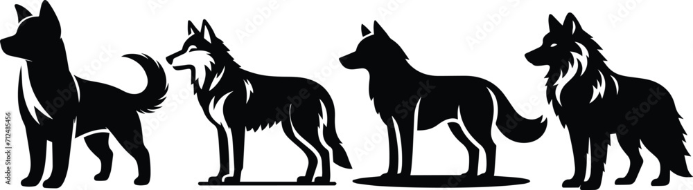 Dog logo style art set, isolated 