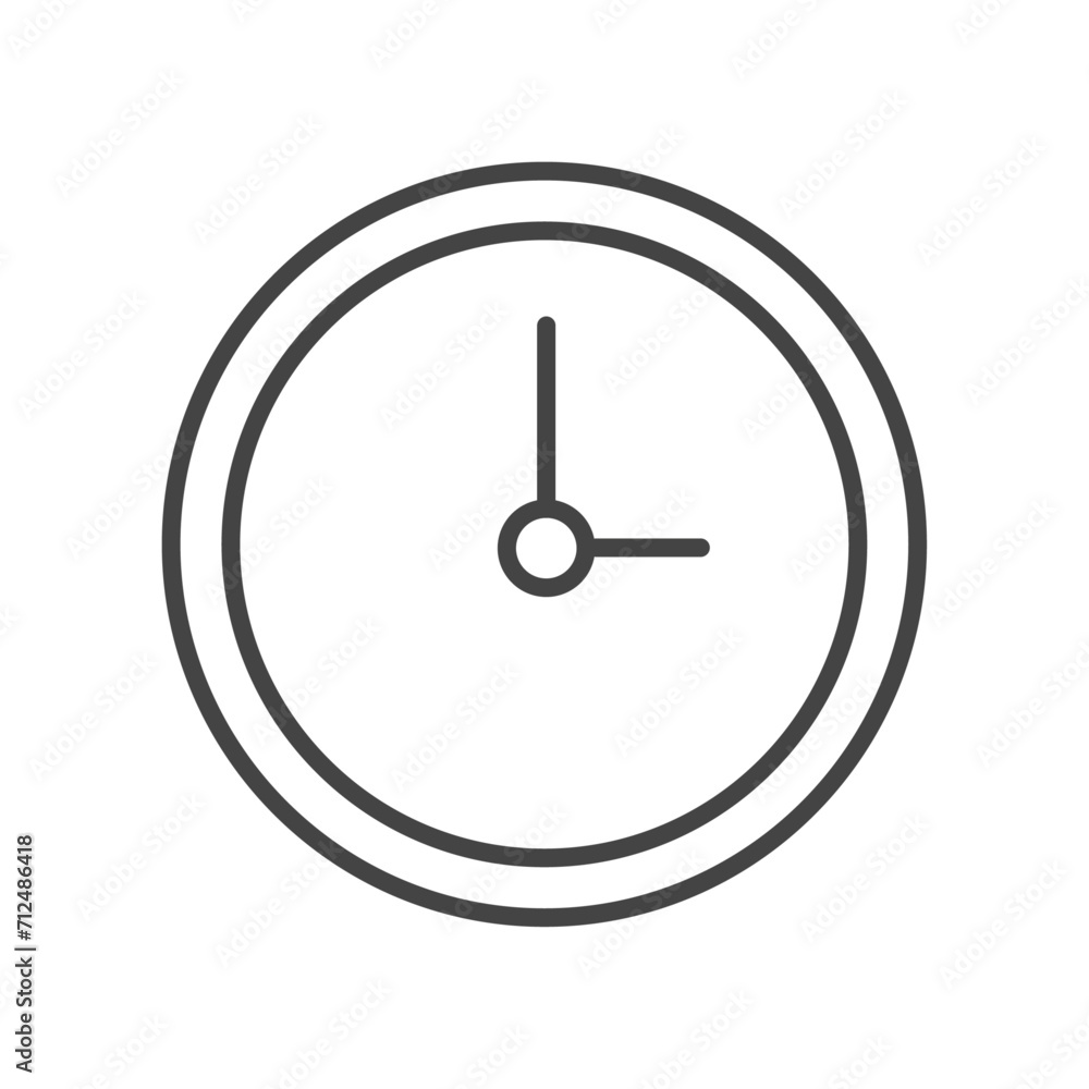 Vector illustration. Clock flat icon. Gray icon on isolated on white background. Perfect for your creative idea. Vector illustration. Clock flat icon. Gray icon on isolated on white background. Perfect for your creative idea.
