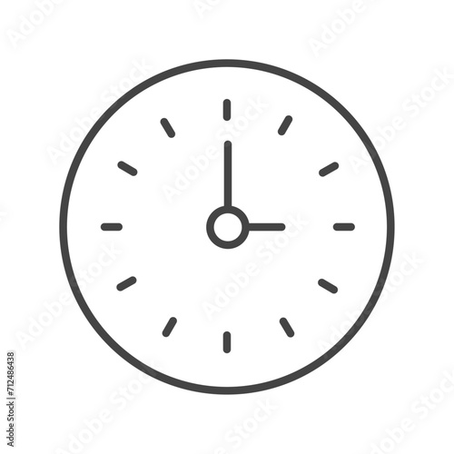 Vector illustration. Clock flat icon. Gray icon on isolated on white background. Perfect for your creative idea.