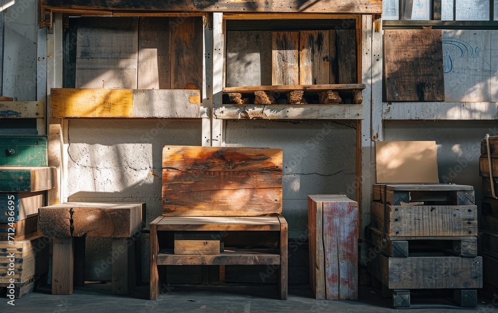 Reclaimed Wood Furniture: A scene featuring furniture made from reclaimed wood, showcasing the beauty of reused materials in sustainable design