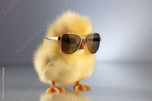 Crazy chick cool with black sunglasses