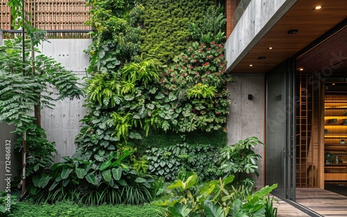 Residential Garden Wall: A photograph capturing a green wall in a residential setting, turning vertical spaces into lush gardens
