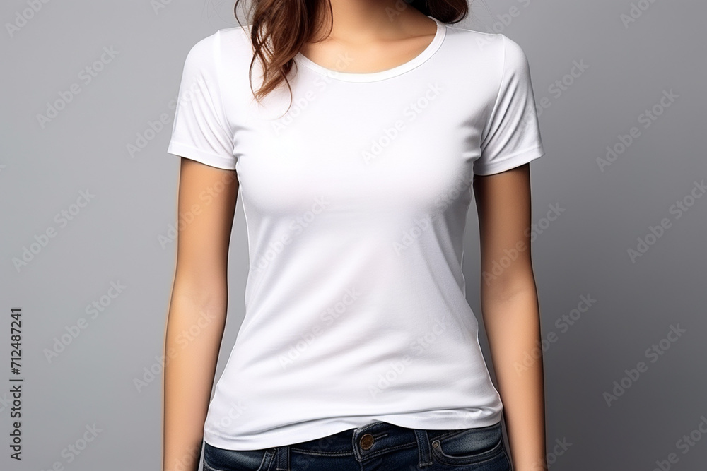 Woman in White Tshirt Mockup created with Generative AI Woman in White Tshirt Mockup created with Generative AI