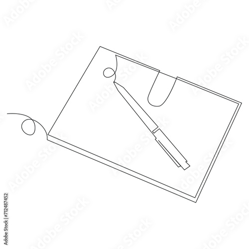 Education Pen continuous single line outline vector art drawing and simple one line minimalist design 