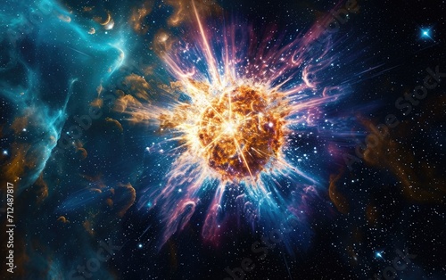 Supernova Explosion: An explosive portrayal of a supernova event, showcasing the powerful release of energy and elements into the cosmos